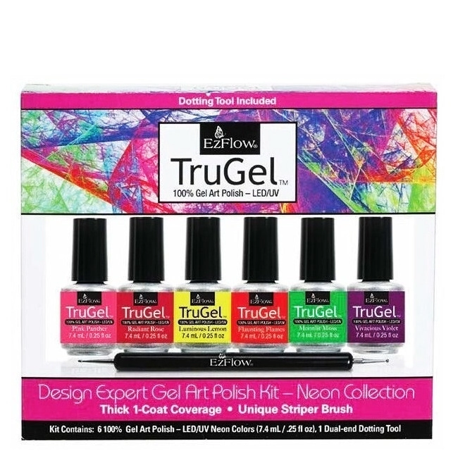 6 ESMALTES EZFLOW TRUGEL ESMALTE GEL ART POLISH KIT
