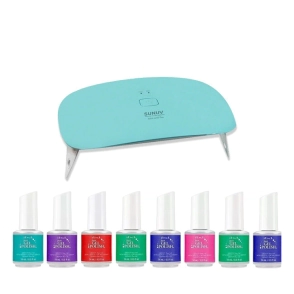 COMBO 8 ESMALTES IBD GEL POLISH + CABINA UV/LED SUNMINI