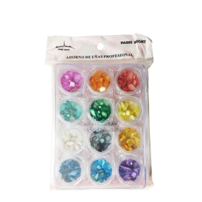 PARIS NIGHT ADORNO DE PIEDRAS PROFESIONAL COLORES VARIADOS  X 12