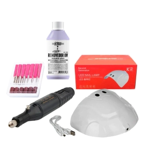 COMBO CABINA UV/LED 24W + TORNO 250V + REMOVEDOR 250ML + 6 ESMALTES SEMIPERMANENTE XULU