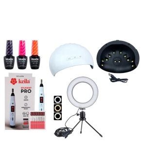 TORNO KEILA STUDENT PRO + CABINA UV/LED Z6 36W + 3 ESMALTES VANTA + ARO DE LUZ CHICO