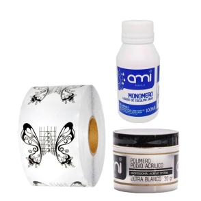 COMBO AMI MONOMERO 100ML + POLÍMERO 30GR + MOLDE MARIPOSA X500