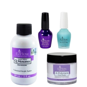 COMBO EZ FLOW POLMERO CLEAR 21G + QMONOMER 59ML + ESSENTIAL OIL PLUS 14ML + SPEED FINISH 14ML