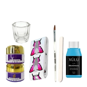 COMBO ACRÍILICO MONÓMERO 120ML + LIMA + VASO DAPPEN +- PINCEL + MOLDES X10 + POLÍMERO X2