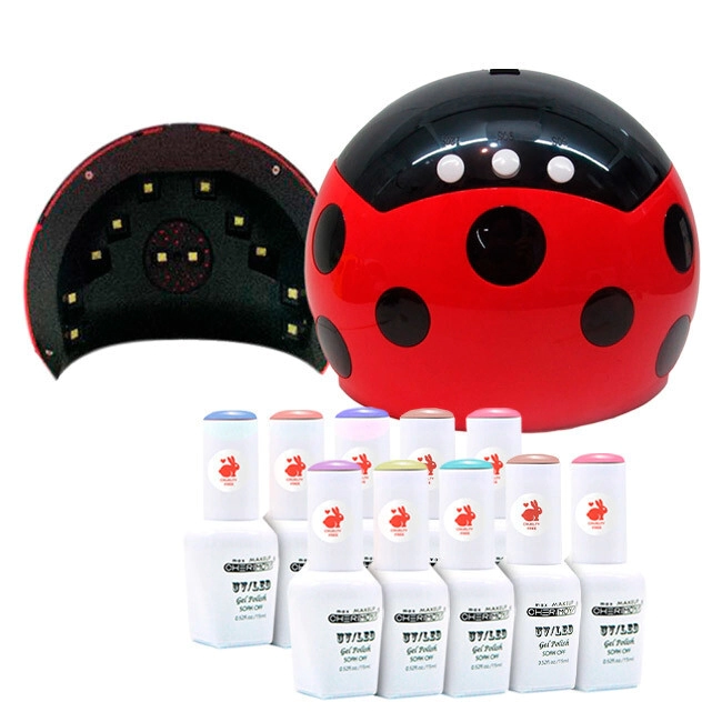 COMBO 10 ESMALTES SEMIPERMANENTE CHERIMOYA + CABINA UV/LED 24W
