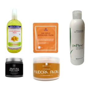 COMBO FACIAL: LOCIÓN - EMULSIÓN - MÁSCARA - PULIDORA FACIAL -  MASCARILLA