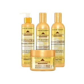 COMBO LA PUISSANCE POTENCIADOR DE RULOS, SHAMPOO + ACONDICIONADOR + CREMA DE PEINAR + MÁSCARA