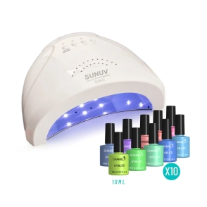 CABINA LED/UV SUN ONE 48W + 10 ESMALTES SEMIPERMANENTES CHAMELIY 10ML