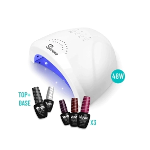 COMBO CABINA UV/LED SERENA 48W + TOP, BASE Y 3 ESMALTES VANTA
