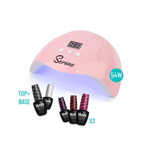 COMBO CABINA UV/LED SERENA 54W + TOP, BASE Y 3 ESMALTES VANTA