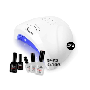 COMBO CABINA UV/LED SERENA 48W + TOP, BASE Y 3 ESMALTES TEJAR