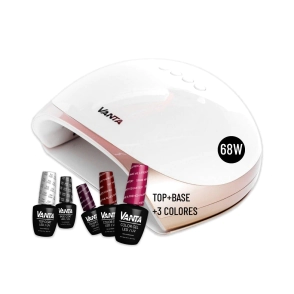COMBO CABINA UV/LED VANTA 68W + TOP, BASE Y 3 ESMALTES VANTA