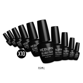 COMBO HEBURN 10 ESMALTES SEMIPERMANENTES 15ML
