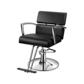 SILLÓN DE PELUQUERÍA MISURI BASE PLATEADA TAPIZADO NEGRO