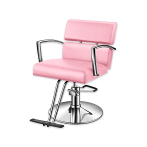 SILLÓN DE PELUQUERÍA MISURI BASE PLATEADA TAPIZADO ROSA