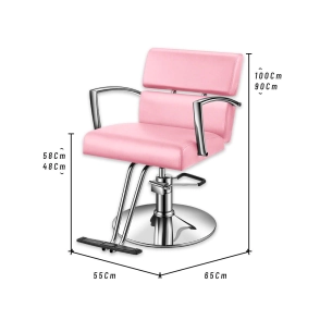 SILLÓN DE PELUQUERÍA MISURI BASE PLATEADA TAPIZADO ROSA