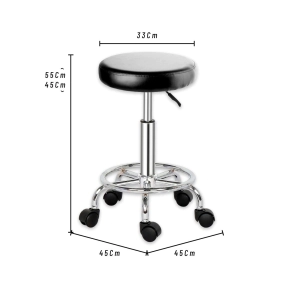 TABURETE BASE CROMADA CON ARO VENTURA NEGRO