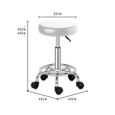 TABURETE BASE CROMADA CON ARO VENTURA BLANCO