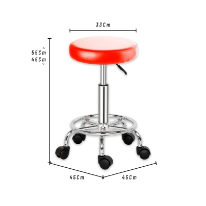 TABURETE BASE CROMADA CON ARO VENTURA ROJO
