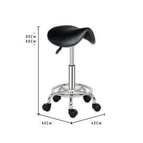 TABURETE BASE CROMADA CON ARO IOWA NEGRO