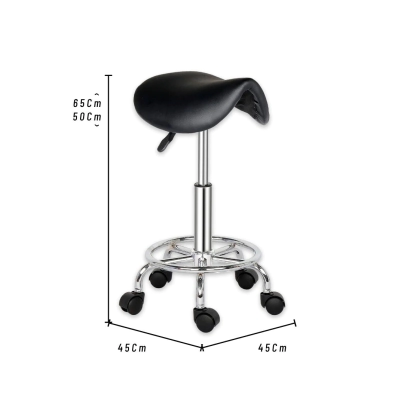 TABURETE BASE CROMADA CON ARO IOWA NEGRO