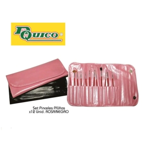 QUICO SET DE PINCELES PARA UÑAS ROSA/ NEGRO