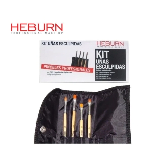 HEBURN KIT UÑAS ESCULPIDAS 4 PINCELES 507